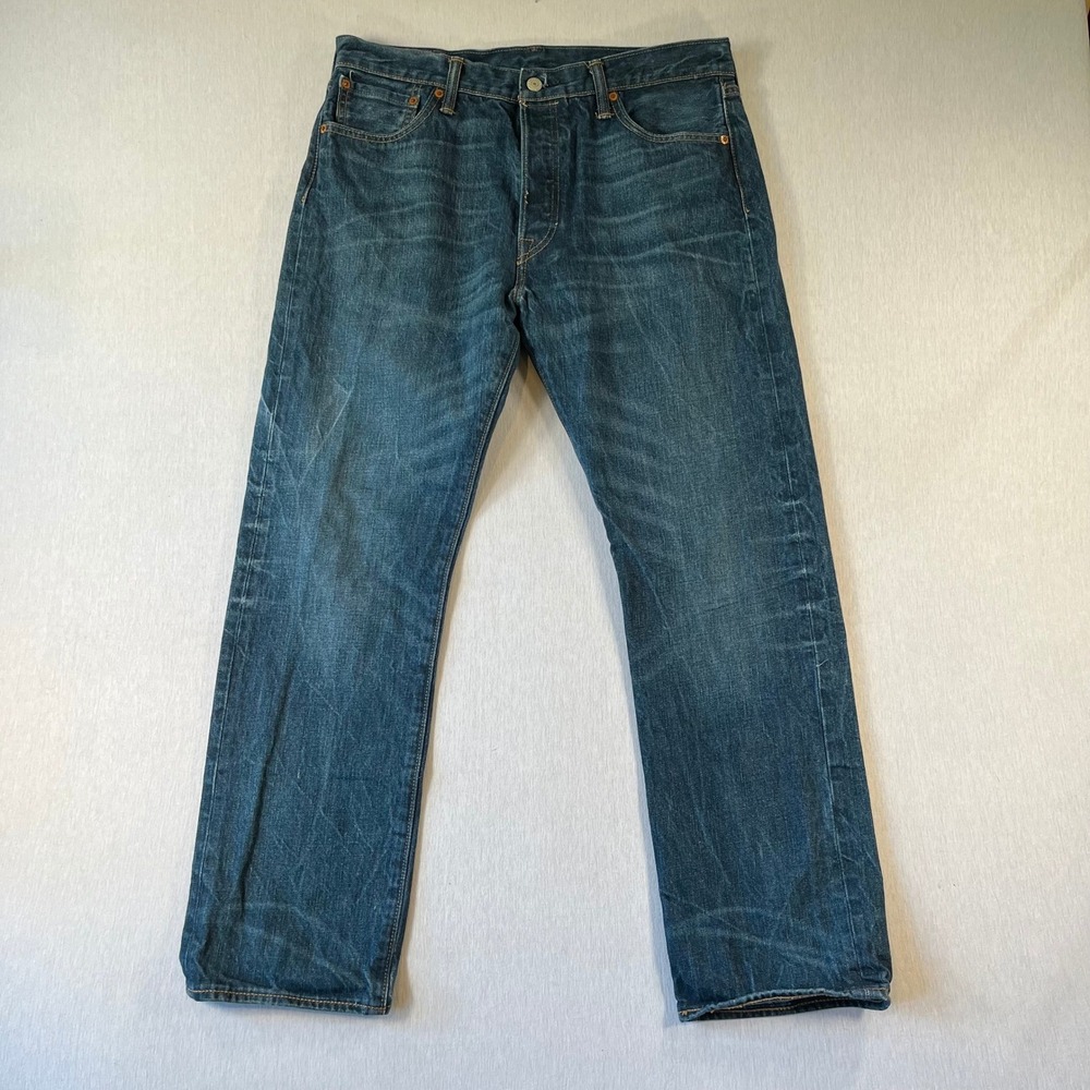 Levis 501 Original Fit Jeans Mens 36x32 (Fit 34x28) Med Wash Button Fly Straight